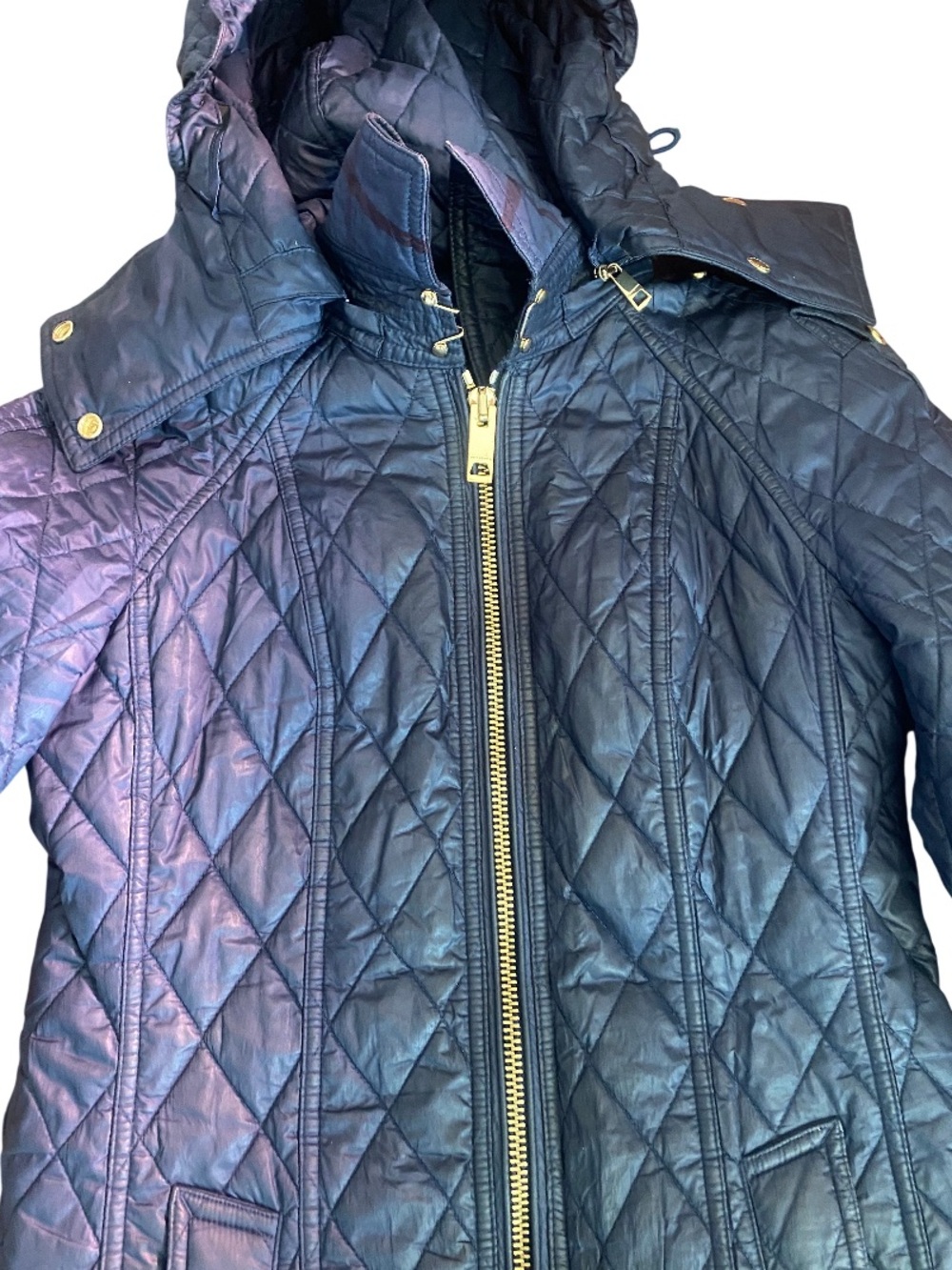 Burberry Quilted Hooded Womens Jacket - Navy